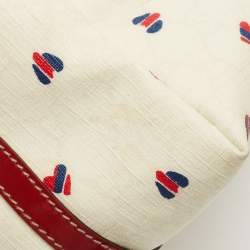 Pre Owned Gucci Red/White GG Supreme Coated Canvas and Leather Large Heart Joy Tote