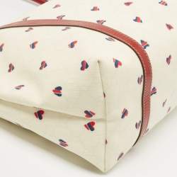 Pre Owned Gucci Red/White GG Supreme Coated Canvas and Leather Large Heart Joy Tote