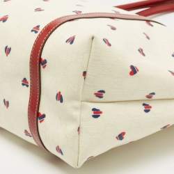 Pre Owned Gucci Red/White GG Supreme Coated Canvas and Leather Large Heart Joy Tote