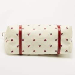 Pre Owned Gucci Red/White GG Supreme Coated Canvas and Leather Large Heart Joy Tote