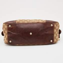 Pre Owned Gucci Beige/Brown GG Canvas and Leather Princy Boston Bag
