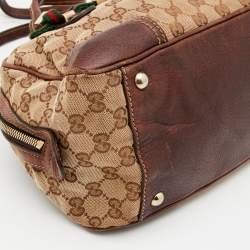 Pre Owned Gucci Beige/Brown GG Canvas and Leather Princy Boston Bag