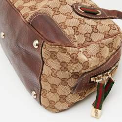 Pre Owned Gucci Beige/Brown GG Canvas and Leather Princy Boston Bag