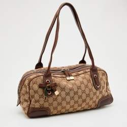 Pre Owned Gucci Beige/Brown GG Canvas and Leather Princy Boston Bag