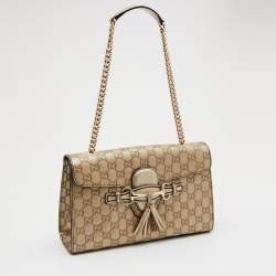 Gucci Metallic Gold Guccissima Leather Emily Chain Shoulder Bag
