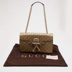 Gucci Metallic Gold Guccissima Leather Emily Chain Shoulder Bag