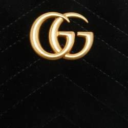 Pre Owned Gucci Black Matelassé Velvet GG Marmont Belt Bag