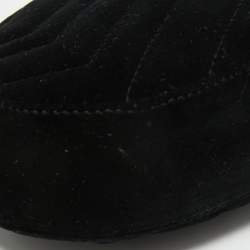 Pre Owned Gucci Black Matelassé Velvet GG Marmont Belt Bag
