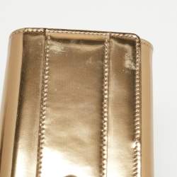 Pre Owned Gucci Gold Patent Leather Romy Clutch