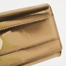 Pre Owned Gucci Gold Patent Leather Romy Clutch