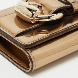 Pre Owned Gucci Gold Patent Leather Romy Clutch