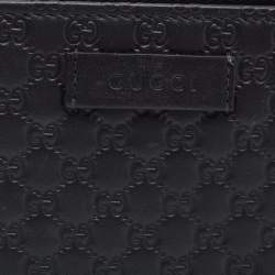 Gucci Black Guccissima Leather Zip Card Case
