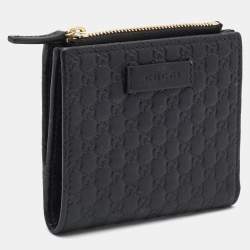 Gucci Black Guccissima Leather Zip Card Case