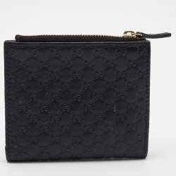 Gucci Black Guccissima Leather Zip Card Case