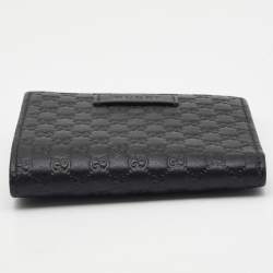 Gucci Black Guccissima Leather Zip Card Case