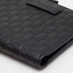 Gucci Black Guccissima Leather Zip Card Case