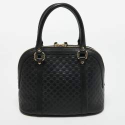 Pre Owned Gucci Black Microguccissima Leather Mini Dome Bag