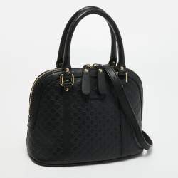 Pre Owned Gucci Black Microguccissima Leather Mini Dome Bag