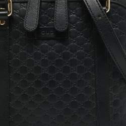 Pre Owned Gucci Black Microguccissima Leather Mini Dome Bag