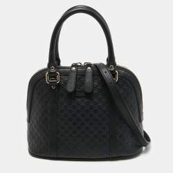 Pre Owned Gucci Black Microguccissima Leather Mini Dome Bag