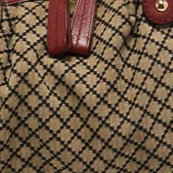 Pre Owned Gucci Red/Beige Diamante Canvas and Leather Medium Sukey Boston Bag