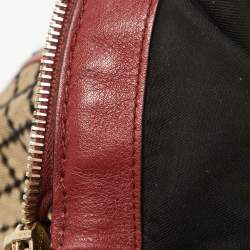 Pre Owned Gucci Red/Beige Diamante Canvas and Leather Medium Sukey Boston Bag