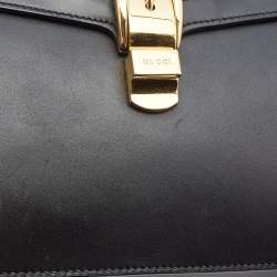 Pre Owned Gucci Black Leather Medium Sylvie Top Handle Bag
