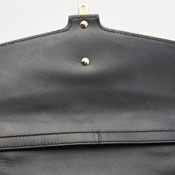 Pre Owned Gucci Black Leather Medium Sylvie Top Handle Bag