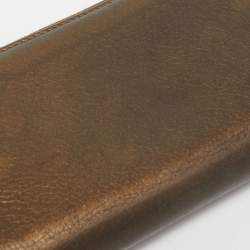 Gucci Metallic Leather Bamboo Tassel Zip Around Wallet