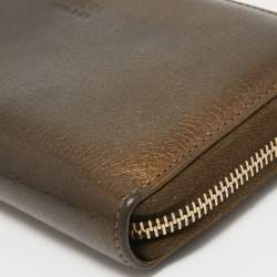 Gucci Metallic Leather Bamboo Tassel Zip Around Wallet