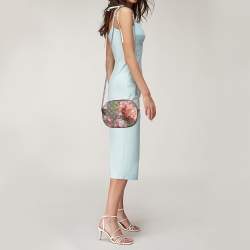 Gucci Old Rose GG Supreme Blooms Canvas and Leather Mini Chain Crossbody Bag