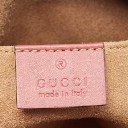 Gucci Old Rose GG Supreme Blooms Canvas and Leather Mini Chain Crossbody Bag