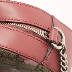 Gucci Old Rose GG Supreme Blooms Canvas and Leather Mini Chain Crossbody Bag