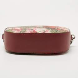 Gucci Old Rose GG Supreme Blooms Canvas and Leather Mini Chain Crossbody Bag