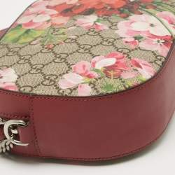 Gucci Old Rose GG Supreme Blooms Canvas and Leather Mini Chain Crossbody Bag