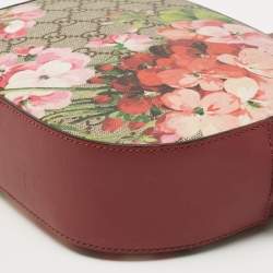 Gucci Old Rose GG Supreme Blooms Canvas and Leather Mini Chain Crossbody Bag