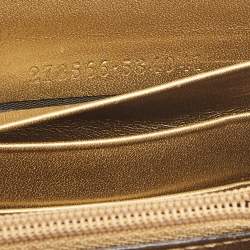 Gucci Gold Microguccissima Patent Leather Zip Around Wallet