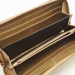 Gucci Gold Microguccissima Patent Leather Zip Around Wallet