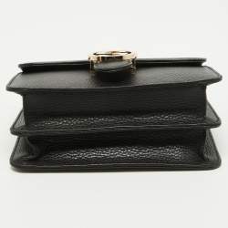 Pre Owned Gucci Black Leather Dollar Interlocking G Crossbody Bag