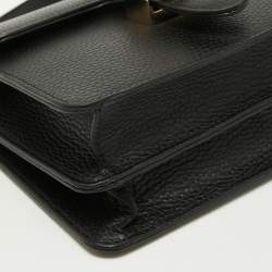 Pre Owned Gucci Black Leather Dollar Interlocking G Crossbody Bag