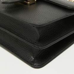 Pre Owned Gucci Black Leather Dollar Interlocking G Crossbody Bag