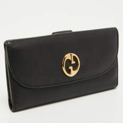 Gucci Black Leather 1973 Flap Continental Wallet