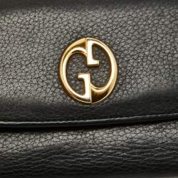 Gucci Black Leather 1973 Flap Continental Wallet