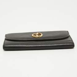Gucci Black Leather 1973 Flap Continental Wallet