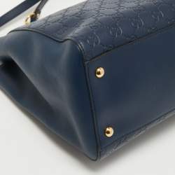 Pre Owned Gucci Blue Guccissima Leather Chain Shoulder Bag