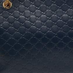 Pre Owned Gucci Blue Guccissima Leather Chain Shoulder Bag