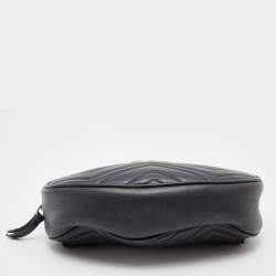 Gucci Black Matelassé Leather GG Marmont Belt Bag