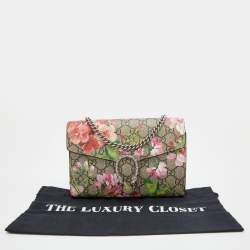 Gucci Multicolor GG Supreme Blooms Canvas and Leather Dionysus Wallet On Chain