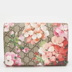 Gucci Multicolor GG Supreme Blooms Canvas and Leather Dionysus Wallet On Chain
