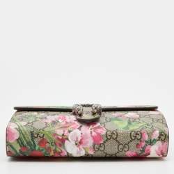 Gucci Multicolor GG Supreme Blooms Canvas and Leather Dionysus Wallet On Chain